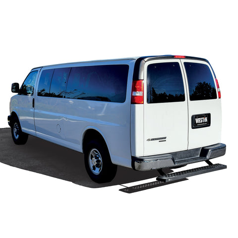 Westin Grate Steps Running Boards; Textured Black; Single 54 in. Passenger Sliding;