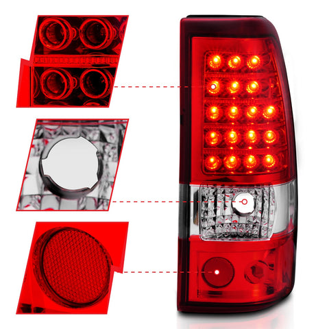 Anzo USA Tail Light Assembly; LED; Red/Clear Lens; Pair;