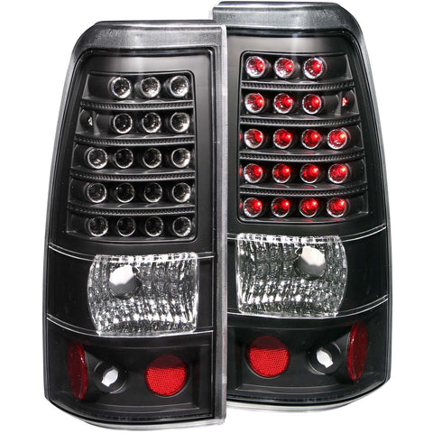 ANZO USA Tail Light Assembly; LED; Clear Lens; Black Housing; Pair;