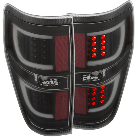 ANZO USA Tail Light Assembly; LED; Red/Clear Lens; Black Housing; Pair;