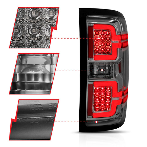 Anzo USA Tail Light Assembly; LED; Smoke Lens; Pair;