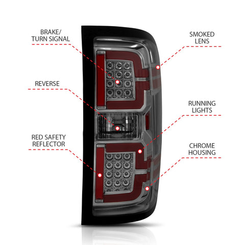 Anzo USA Tail Light Assembly; LED; Smoke Lens; Pair;