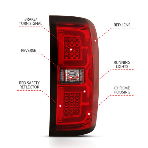 Anzo USA Tail Light Assembly; LED; Red/Clear Lens; Pair;