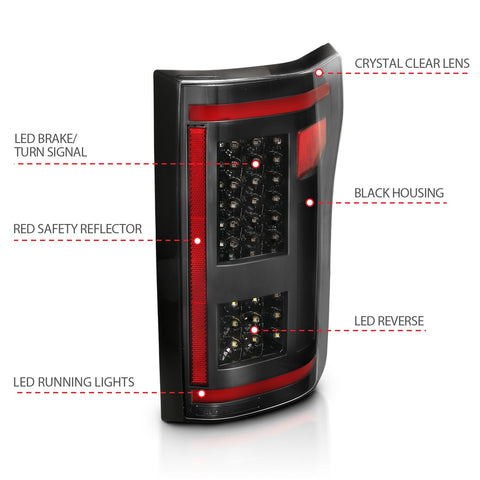 ANZO USA LED Taillights Black w/ Sequential
