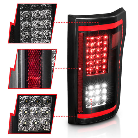 Anzo USA Tail Light Assembly; LED; w/Smoke Sequential Lens; Pair;