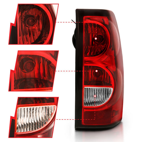 Anzo USA Tail Light Assembly; Red/Clear Lens; w/Black Trim; OE Replacement;