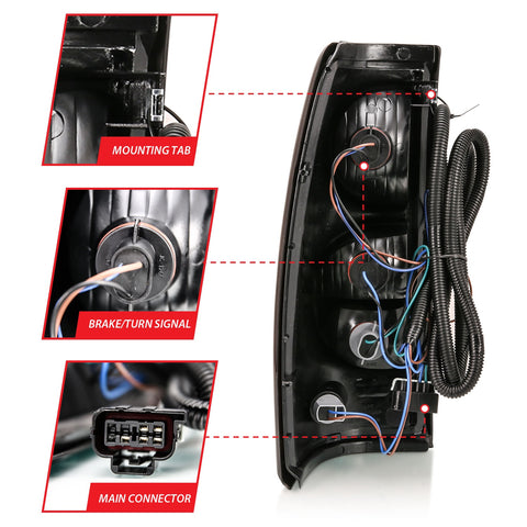Anzo USA Tail Light Assembly; Red/Clear Lens; w/Black Trim; OE Replacement;