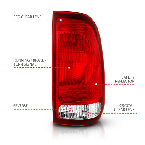 Anzo USA Tail Light Assembly; Red/Clear Lens; OE Replacement;