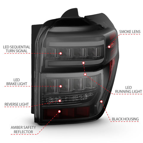 ANZO USA T.L Black Housing Smoke Lens Red Light Bar W/Sequential