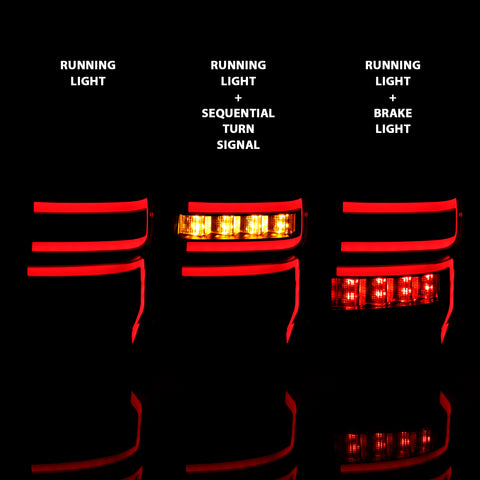 ANZO USA T.L Black Housing Smoke Lens Red Light Bar W/Sequential