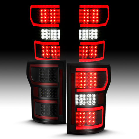 ANZO USA LED Tail Lights LED TAILLIGHT BLACK (RED LIGHT BAR) (W/ SEQUENTIAL) Pair