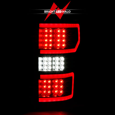 ANZO USA LED Tail Lights LED TAILLIGHT BLACK (RED LIGHT BAR) (W/ SEQUENTIAL) Pair