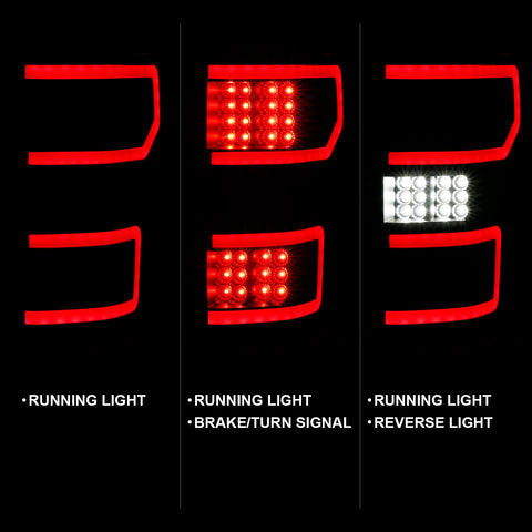 ANZO USA LED Tail Lights LED TAILLIGHT BLACK (RED LIGHT BAR) (W/ SEQUENTIAL) Pair