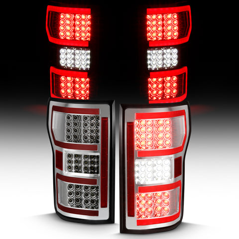 ANZO USA LED Tail Lights LED TAILLIGHT CHROME (RED LIGHT BAR) (W/ SEQUENTIAL) Pair