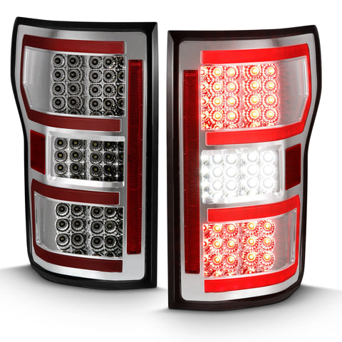 ANZO USA LED Tail Lights LED TAILLIGHT CHROME (RED LIGHT BAR) (W/ SEQUENTIAL) Pair
