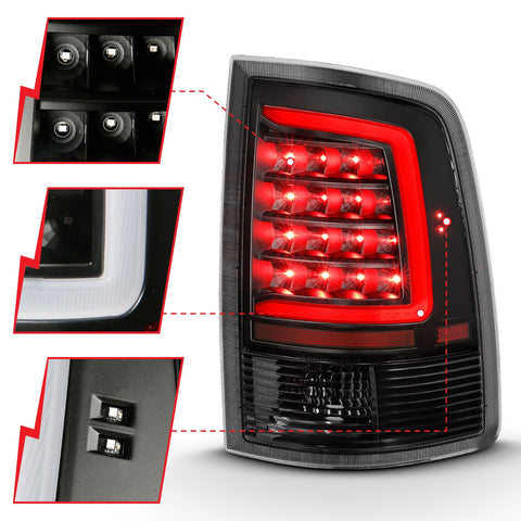 Anzo USA Tail Light Assembly; LED; Clear Lens; Black Housing; w/Plank Style Design; Pair;