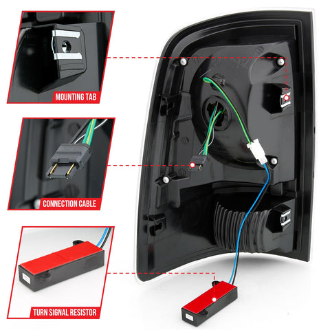 Anzo USA Tail Light Assembly; LED; Clear Lens; Black Housing; w/Plank Style Design; Pair;
