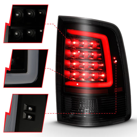 ANZO USA Tail Light Assembly; LED; Black Housing; Smoke Lens; Pair