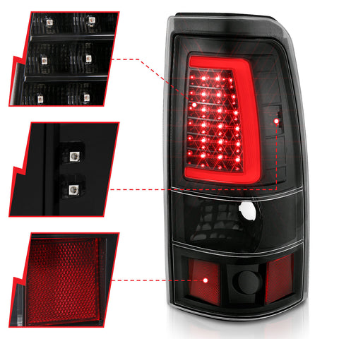 Anzo USA Tail Light Assembly; LED; Clear Lens; Black; Pair;