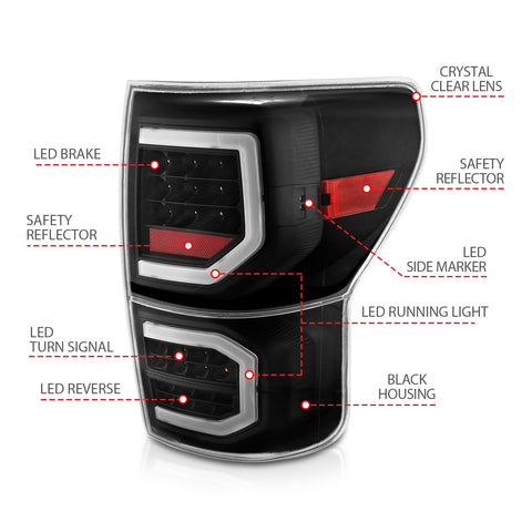 Anzo USA Tail Light Assembly; LED; Clear Lens; Black Housing; Pair;