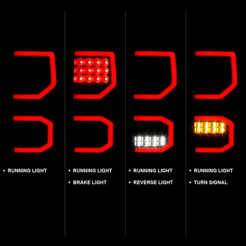 ANZO USA Tail Light Assembly; LED; Black Housing; Smoke Lens; Pair