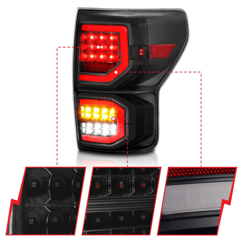 ANZO USA Tail Light Assembly; LED; Black Housing; Smoke Lens; Pair