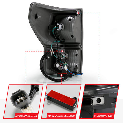 ANZO USA Tail Light Assembly; LED; Black Housing; Smoke Lens; Pair