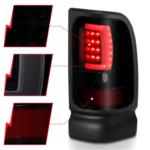 Anzo USA Tail Light Assembly; LED; Smoke Lens; Black Housing; Pair;