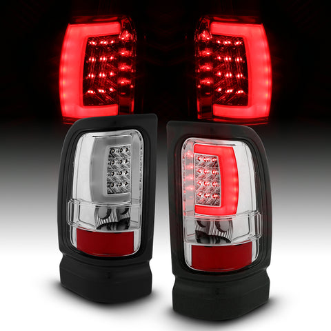ANZO USA Tail Light Assembly; LED; Chrome Housing; Clear Lens; Pair