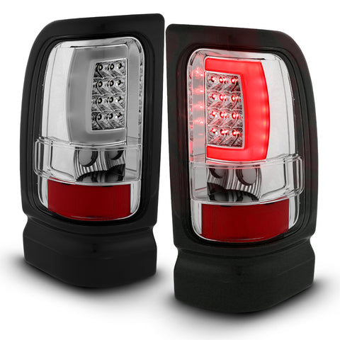 ANZO USA Tail Light Assembly; LED; Chrome Housing; Clear Lens; Pair