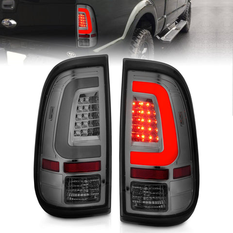 ANZO USA Tail Light Assembly; LED; Chrome Housing; Smoke Lens; Pair