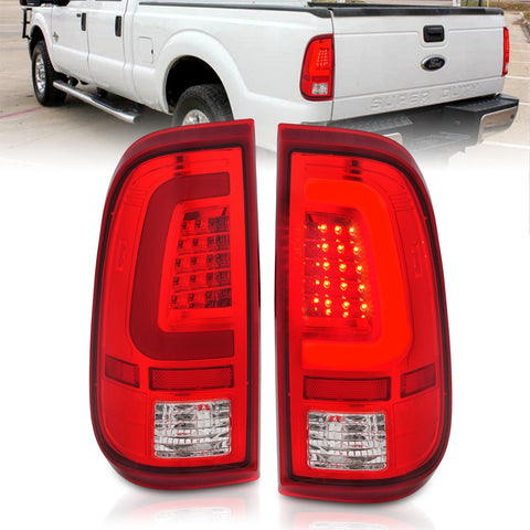 Anzo USA Tail Light Assembly; LED; Red/Clear Lens; Chrome Housing; Pair;
