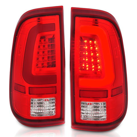 Anzo USA Tail Light Assembly; LED; Red/Clear Lens; Chrome Housing; Pair;
