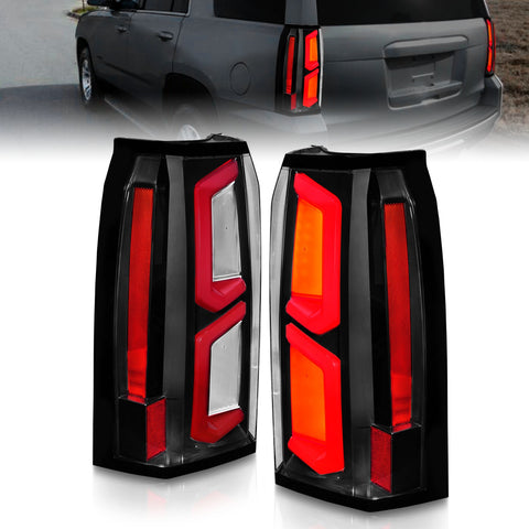 Anzo USA Tail Light Assembly; LED; Clear Lens; Black Housing; w/Light Bar; Pair;