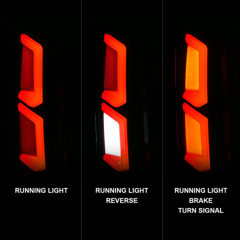 Anzo USA Tail Light Assembly; LED; Clear Lens; Black Housing; w/Light Bar; Pair;
