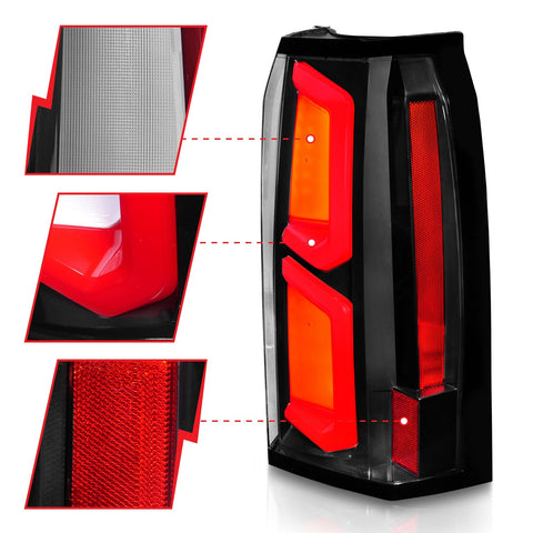 Anzo USA Tail Light Assembly; LED; Clear Lens; Black Housing; w/Light Bar; Pair;