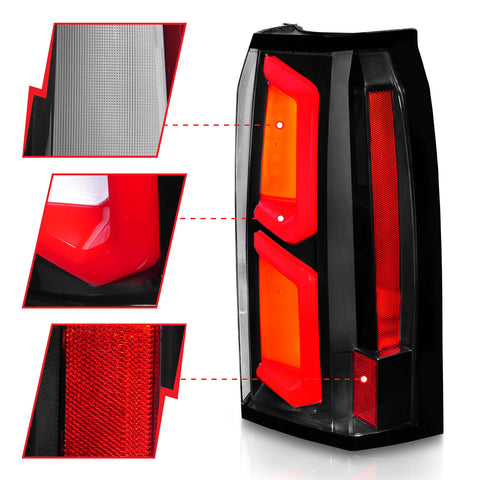 Anzo USA Tail Light Assembly; LED; Clear Lens; Black Housing; w/Light Bar; Pair;