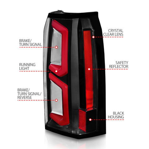 Anzo USA Tail Light Assembly; LED; Clear Lens; Black Housing; w/Light Bar; Pair;