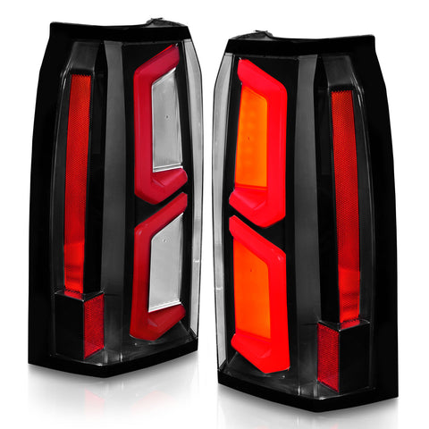Anzo USA Tail Light Assembly; LED; Clear Lens; Black Housing; w/Light Bar; Pair;
