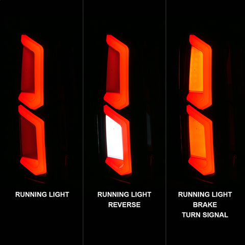 ANZO USA Tail Light Assembly; LED; w/ Light Bar Style; Black Housing; Smoke Lens; Pair