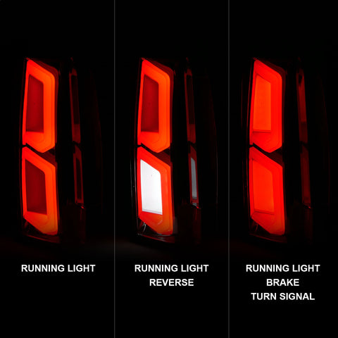 Anzo USA Tail Light Assembly; LED; Clear Lens; Chrome Housing; w/Light Bar; Pair;