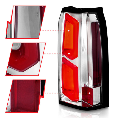 Anzo USA Tail Light Assembly; LED; Clear Lens; Chrome Housing; w/Light Bar; Pair;