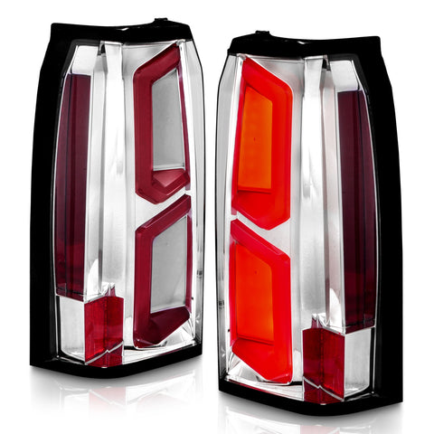 Anzo USA Tail Light Assembly; LED; Clear Lens; Chrome Housing; w/Light Bar; Pair;