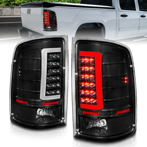 Anzo USA Tail Light Assembly; Clear Lens; Black Housing; w/ Light Bar;Pair;