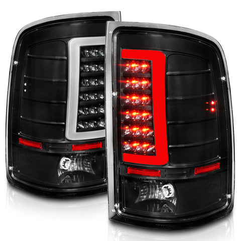 Anzo USA Tail Light Assembly; Clear Lens; Black Housing; w/ Light Bar;Pair;
