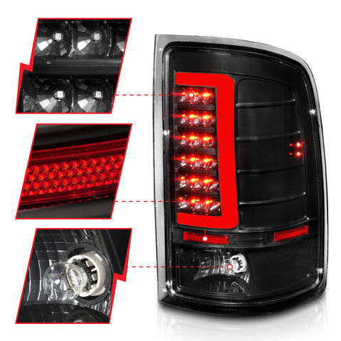 Anzo USA Tail Light Assembly; Clear Lens; Black Housing; w/ Light Bar;Pair;