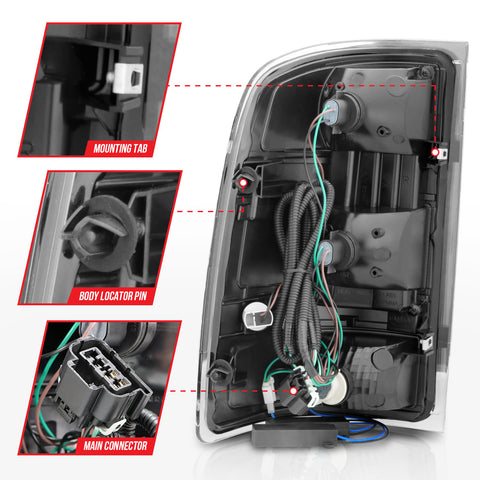 Anzo USA Tail Light Assembly; Clear Lens; Black Housing; w/ Light Bar;Pair;