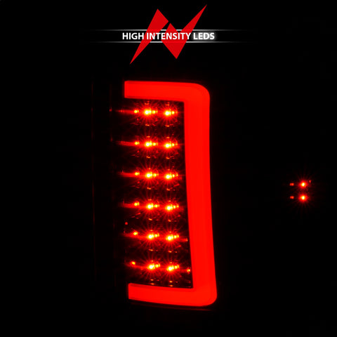 ANZO USA Tail Light Assembly; LED; w/ Light Bar Style; Black Housing; Smoke Lens; Pair