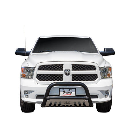 Westin Ultimate Bull Bar; 3 in. Dia.; Black Steel; w/Stainless Steel Skid Plate;