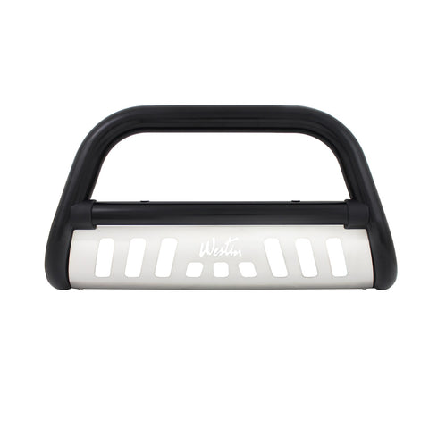 Westin Ultimate Bull Bar; 3 in. Dia.; Black Steel; w/Stainless Steel Skid Plate;